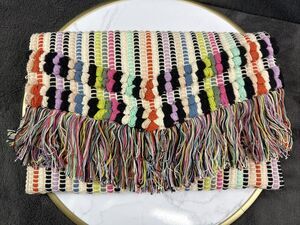 Stella & Dot Taj Clutch Handbag Boho Chic Fringe Multi Color Embroidered Pouch